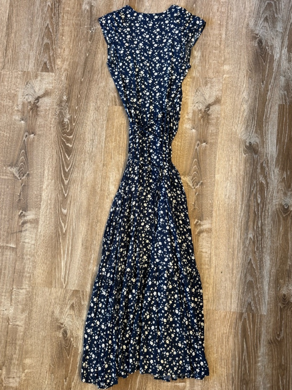 Women's Navy Floral Wrap Midi Dress - Picture 3 of 5